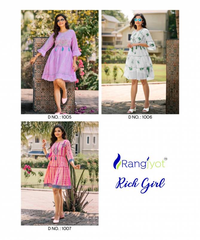 Rich Girl By Rangjyot Short Designer Kurtis Catalog
